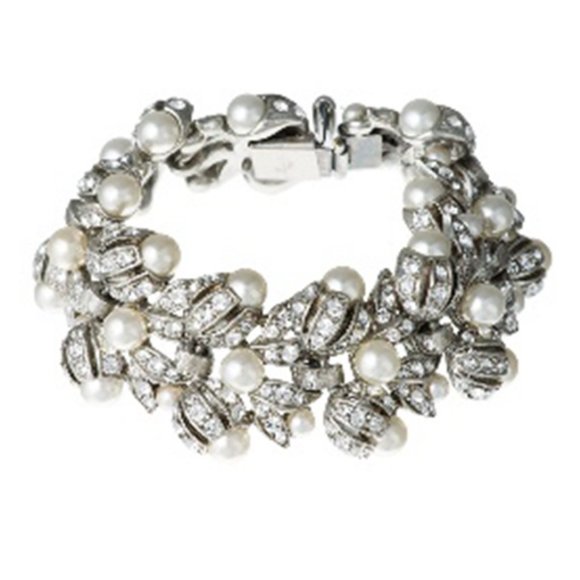 Ben-Amun Bridal Crystal and Pearl Linked Bracelet